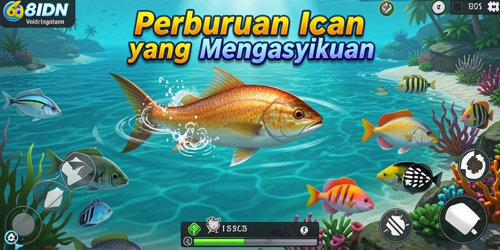 Screenshot utama menunjukkan aksi seru dalam game Tembak Ikan.