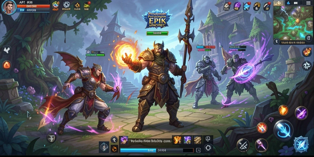 Screenshot API36 menampilkan pertarungan seru di dunia fantasi.