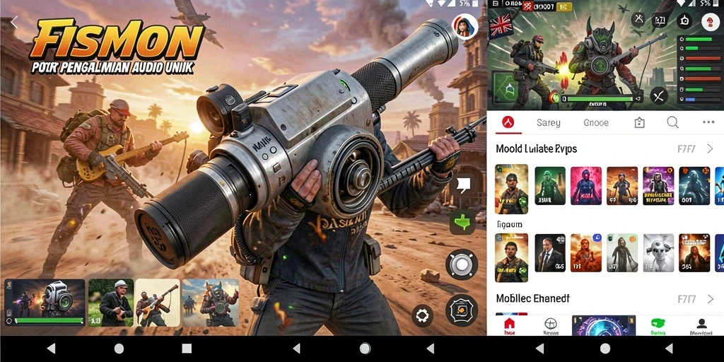 Screenshot menunjukkan tampilan utama F7F7 dengan antarmuka musik interaktif.