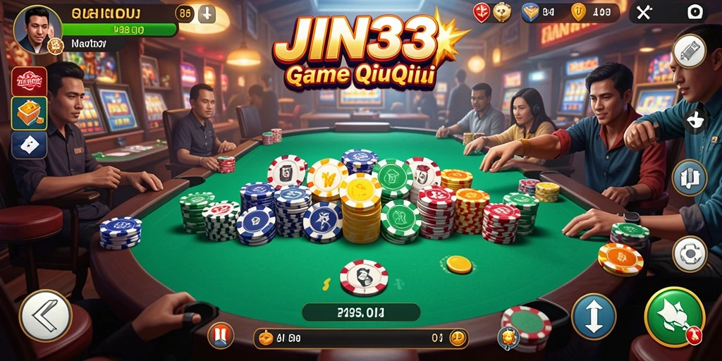 Screenshot utama JIN33 menampilkan serunya gameplay QiuQiu.