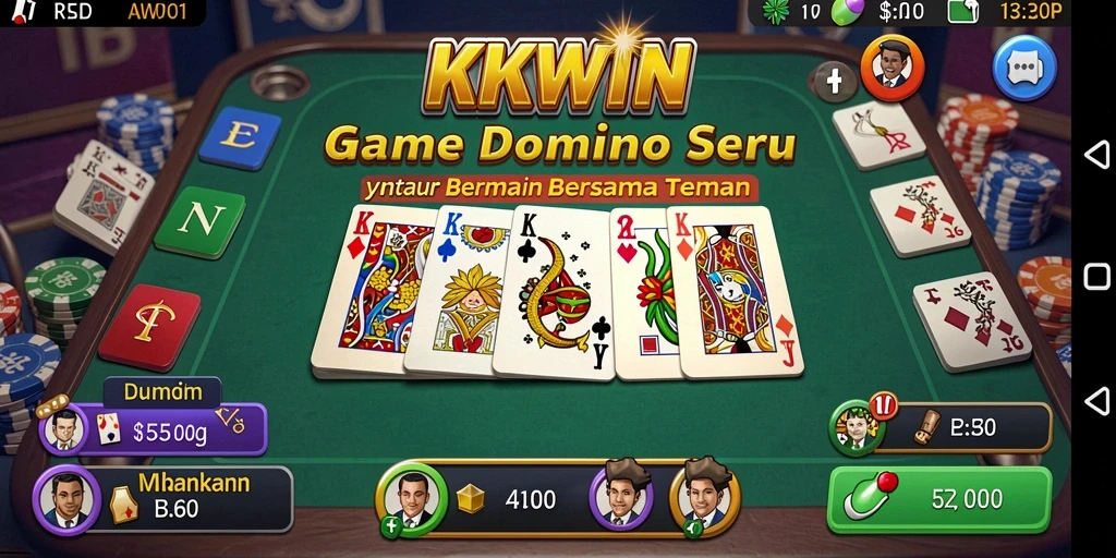 Screenshot gameplay KKWIN menampilkan aksi domino yang seru dan interaktif.