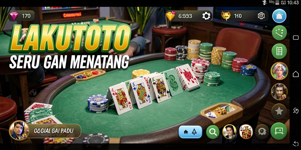Tampilan seru dari gameplay Gaple di LAKUTOTO.