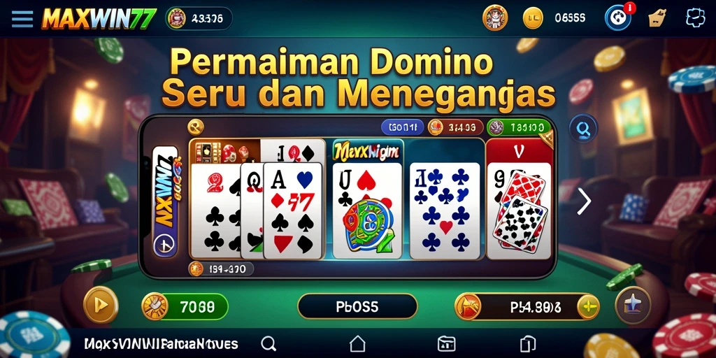 Tampilan gameplay seru dalam permainan Domino MAXWIN77.