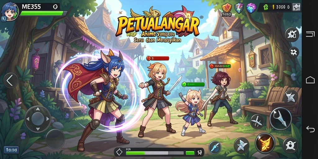 Tampilan gameplay seru dari ME355 dengan karakter anime yang menawan.