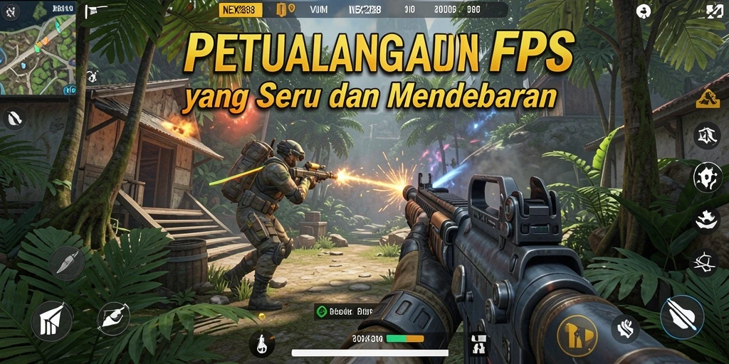 Screenshot gameplay NEX288 menampilkan aksi tembak-menembak yang intens.