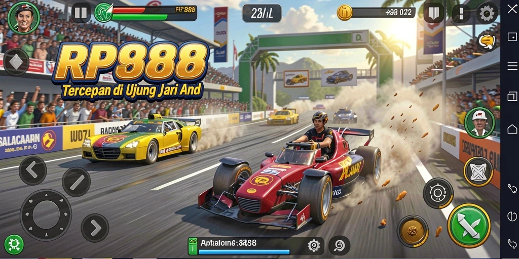 Tangkapan layar gameplay <strong>RP888</strong> yang menunjukkan keseruan balapan.