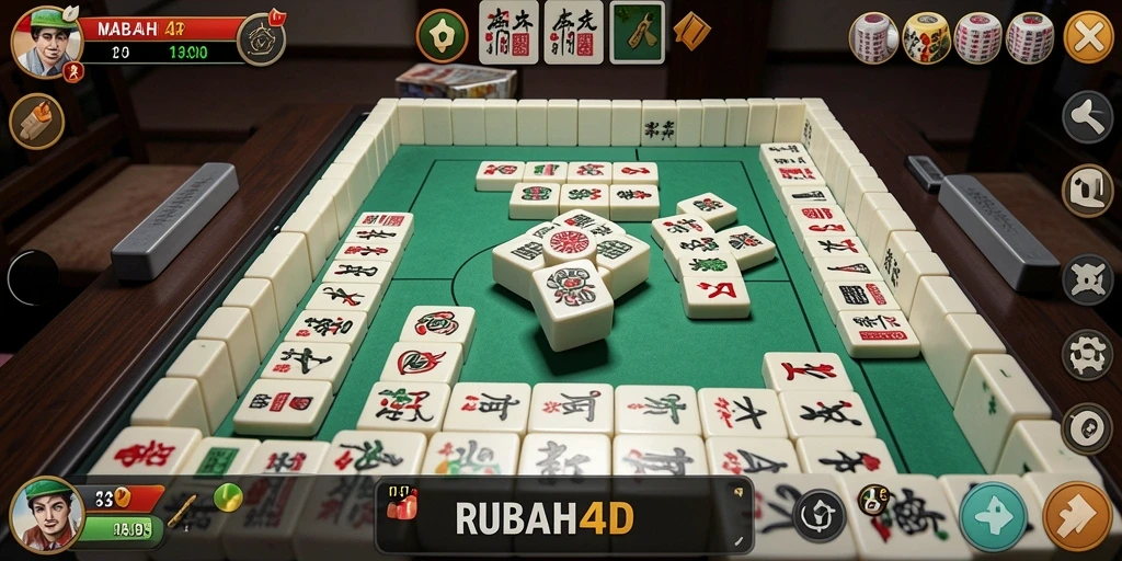 Screenshot gameplay RUBAH4D menampilkan keseruan permainan Mahjong.