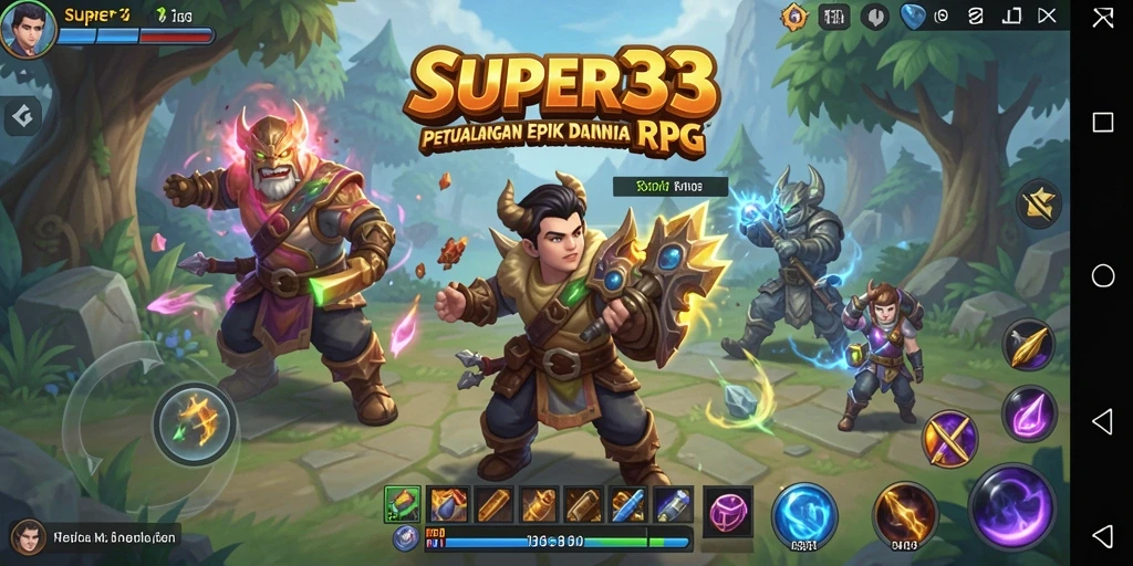 Tangkapan layar SUPER33 menampilkan aksi seru dalam petualangan RPG.