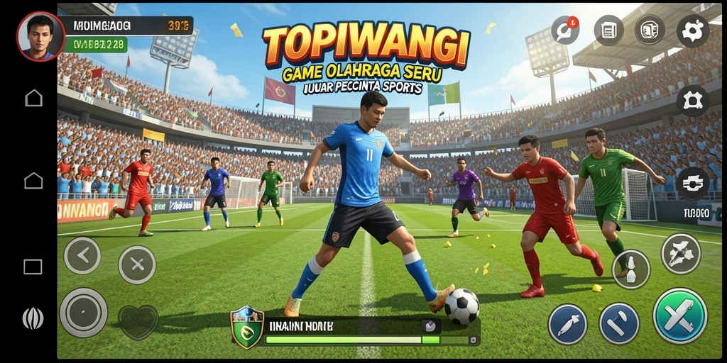 Tampilan gameplay seru dalam TOPIWANGI yang menonjolkan momen aksi.