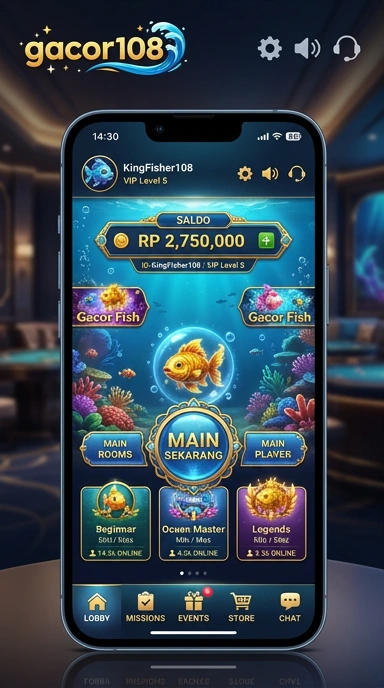 Tampilan beranda aplikasi gacor108 yang menarik.